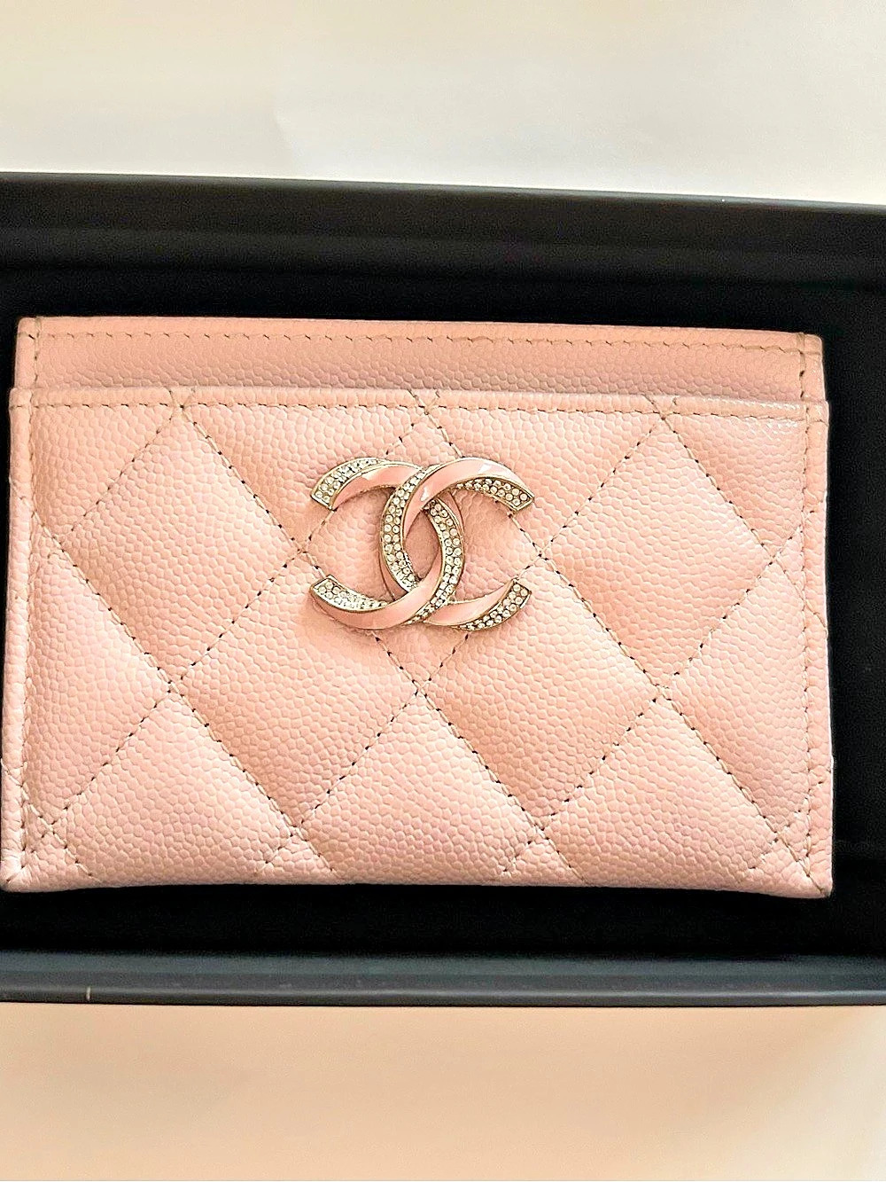 CHANEL Pink Quilted Card Holder / Wallet